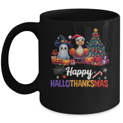 Retro Halloween Thanksgiving Christmas Happy HalloThanksMas Mug | teecentury