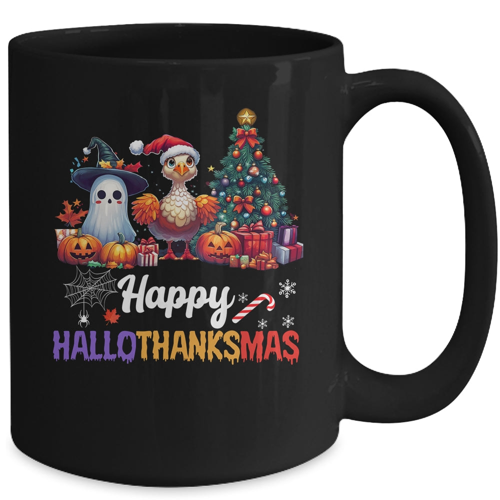 Retro Halloween Thanksgiving Christmas Happy HalloThanksMas Mug | teecentury