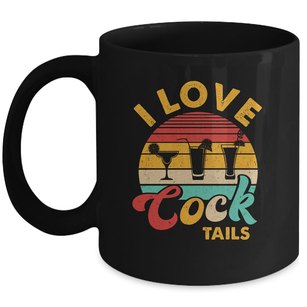 Retro I Love Cocktails Funny Adult Drinking Humor Pun Mug | teecentury