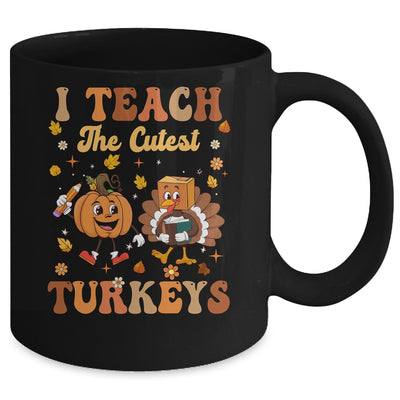 Retro I Teach The Cutest Turkey Thanksgiving Pumpkin Teacher Mug | teecentury