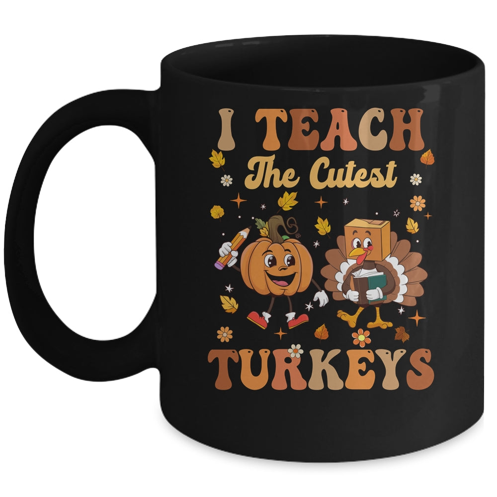 Retro I Teach The Cutest Turkey Thanksgiving Pumpkin Teacher Mug | teecentury
