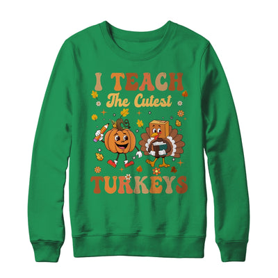 Retro I Teach The Cutest Turkey Thanksgiving Pumpkin Teacher Shirt & Sweatshirt | teecentury