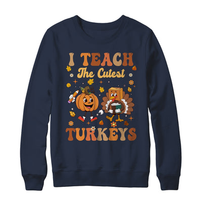 Retro I Teach The Cutest Turkey Thanksgiving Pumpkin Teacher Shirt & Sweatshirt | teecentury