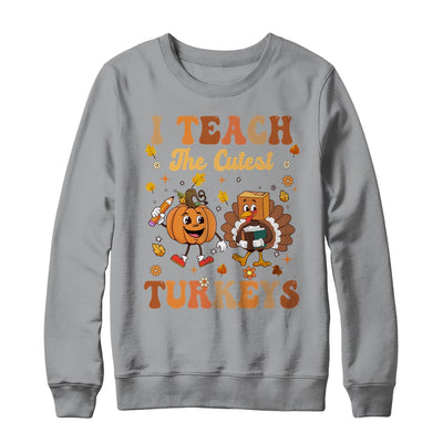 Retro I Teach The Cutest Turkey Thanksgiving Pumpkin Teacher Shirt & Sweatshirt | teecentury