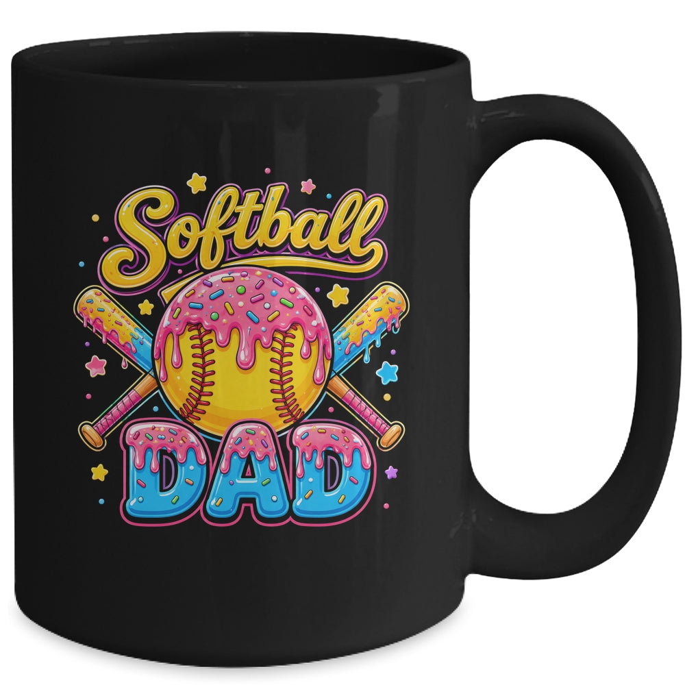Retro Ice Cream Drip Softball Dad Game Day Dad Father'S Day Mug | teecentury