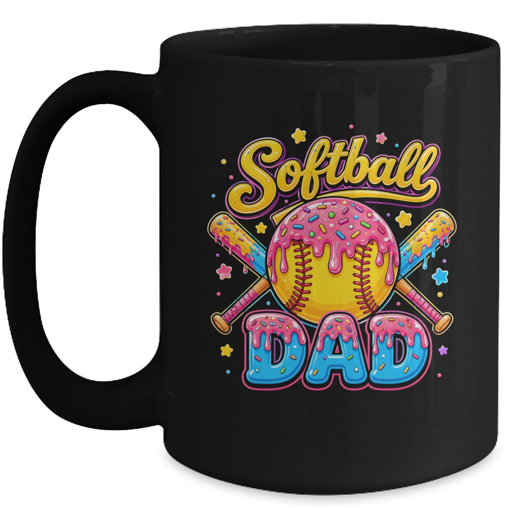Retro Ice Cream Drip Softball Dad Game Day Dad Father'S Day Mug | teecentury