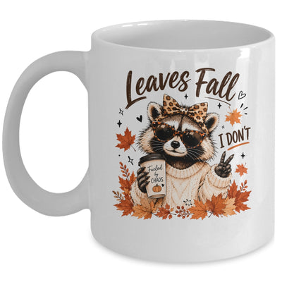 Retro Leaves Fall I Don't Funny Raccoon Autumn Pumpkin Spice Mug | teecentury