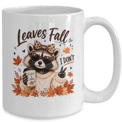 Retro Leaves Fall I Don't Funny Raccoon Autumn Pumpkin Spice Mug | teecentury