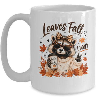 Retro Leaves Fall I Don't Funny Raccoon Autumn Pumpkin Spice Mug | teecentury