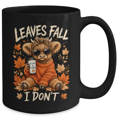 Retro Leaves Fall I Don't Western Highland Cow Farm Autumn Mug | teecentury