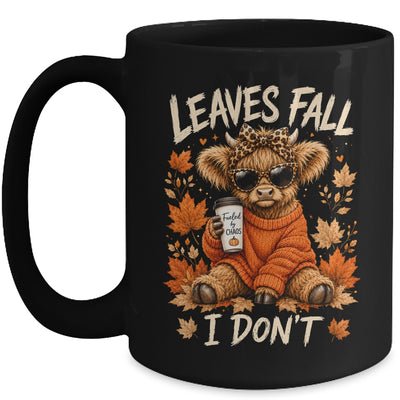 Retro Leaves Fall I Don't Western Highland Cow Farm Autumn Mug | teecentury