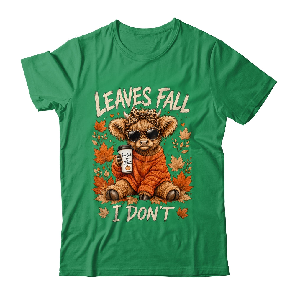 Retro Leaves Fall I Don't Western Highland Cow Farm Autumn Shirt & Sweatshirt | teecentury