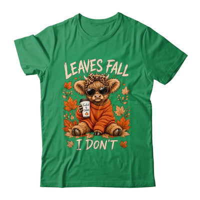 Retro Leaves Fall I Don't Western Highland Cow Farm Autumn Shirt & Sweatshirt | teecentury