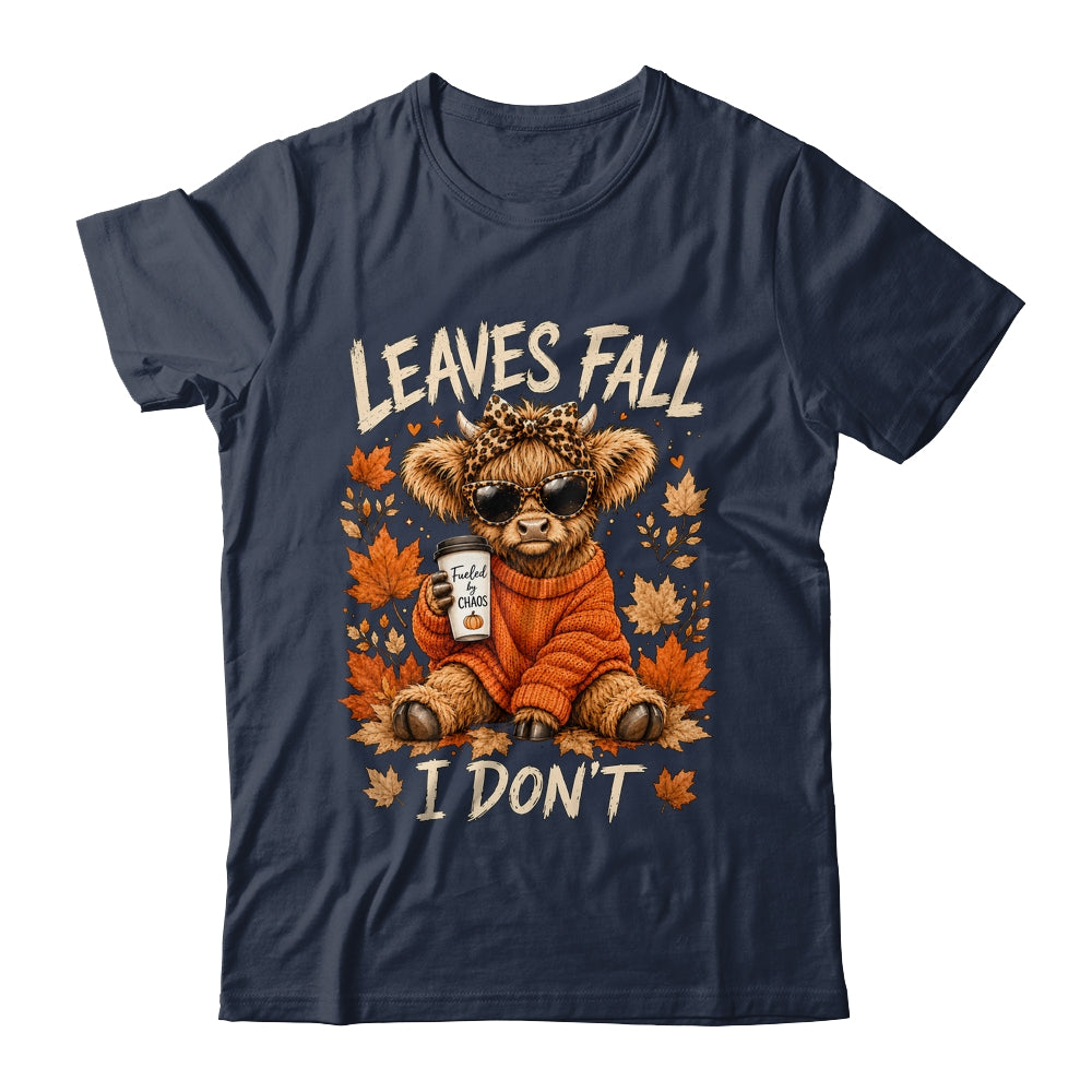 Retro Leaves Fall I Don't Western Highland Cow Farm Autumn Shirt & Sweatshirt | teecentury