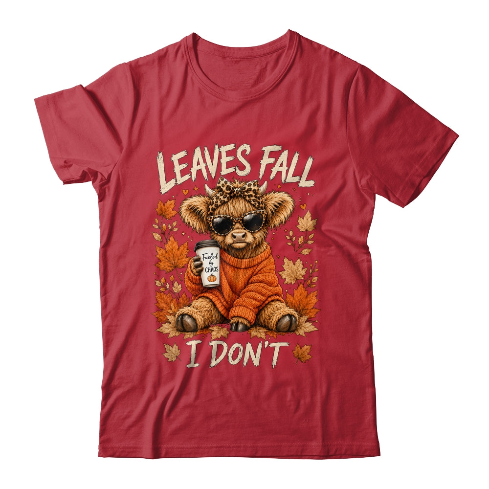 Retro Leaves Fall I Don't Western Highland Cow Farm Autumn Shirt & Sweatshirt | teecentury