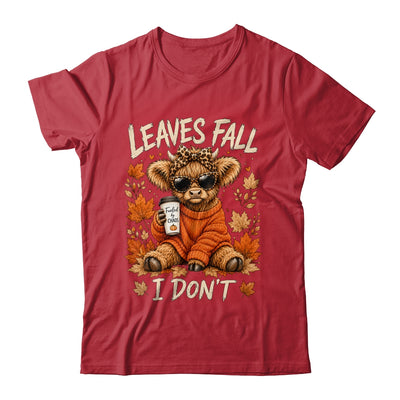 Retro Leaves Fall I Don't Western Highland Cow Farm Autumn Shirt & Sweatshirt | teecentury