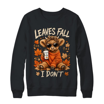 Retro Leaves Fall I Don't Western Highland Cow Farm Autumn Shirt & Sweatshirt | teecentury