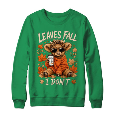 Retro Leaves Fall I Don't Western Highland Cow Farm Autumn Shirt & Sweatshirt | teecentury
