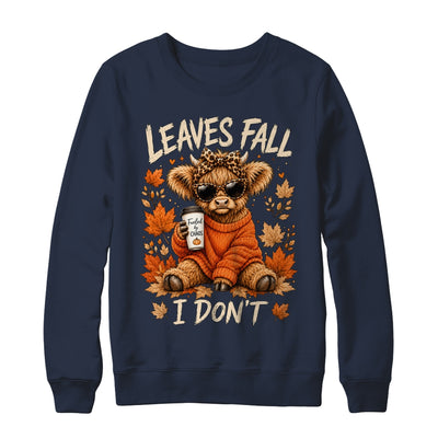 Retro Leaves Fall I Don't Western Highland Cow Farm Autumn Shirt & Sweatshirt | teecentury