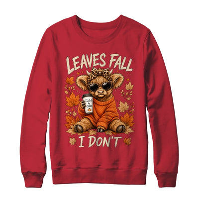 Retro Leaves Fall I Don't Western Highland Cow Farm Autumn Shirt & Sweatshirt | teecentury