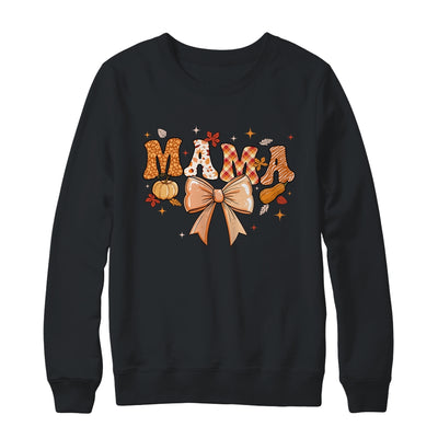 Retro Mama Coquette Bows Leopard Mom Fall Thanksgiving Women Shirt & Sweatshirt | teecentury