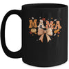 Retro Mama Coquette Bows Leopard Mom Fall Thanksgiving Women Mug | teecentury