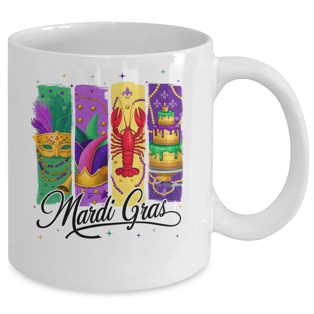 Retro Mardi Gras Carnival King Cake Crawfish Louisiana Mug | teecentury