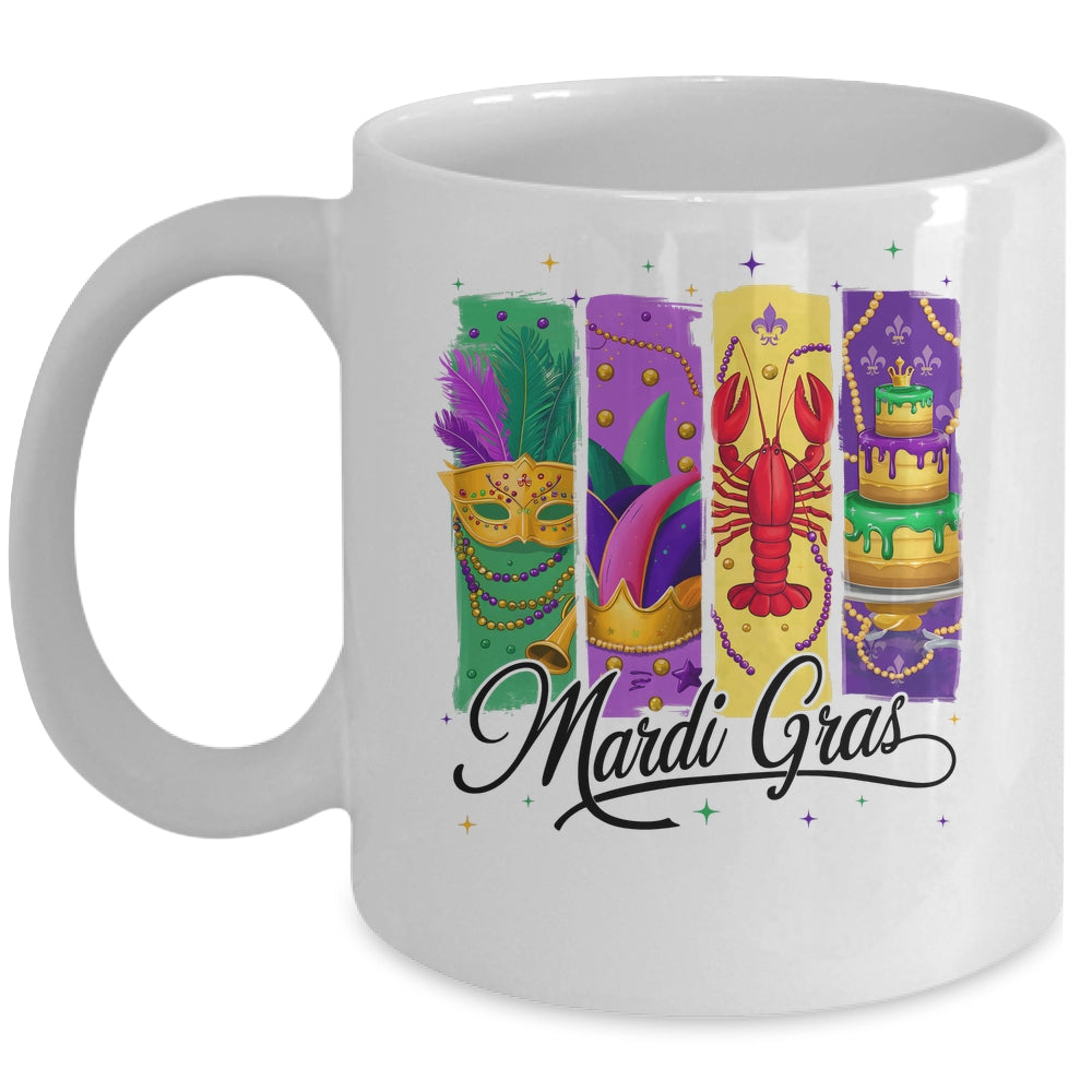 Retro Mardi Gras Carnival King Cake Crawfish Louisiana Mug | teecentury