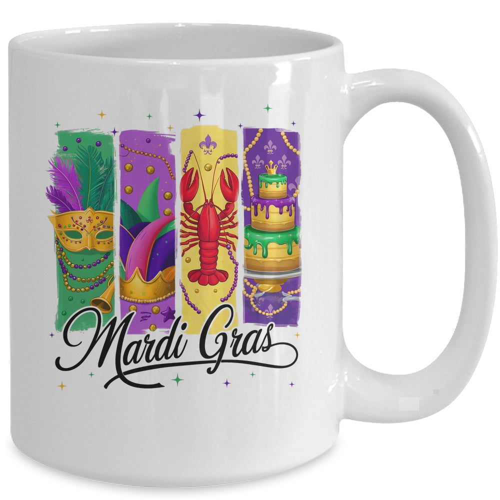 Retro Mardi Gras Carnival King Cake Crawfish Louisiana Mug | teecentury