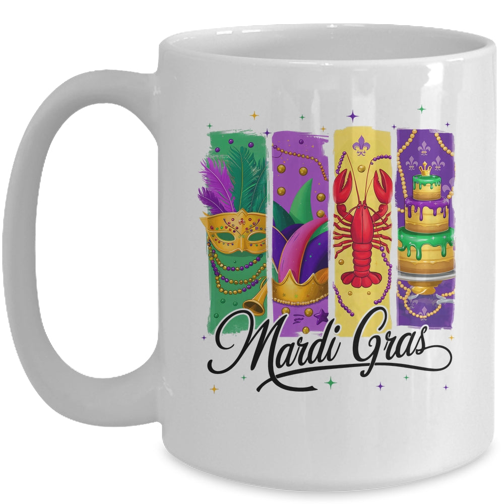 Retro Mardi Gras Carnival King Cake Crawfish Louisiana Mug | teecentury