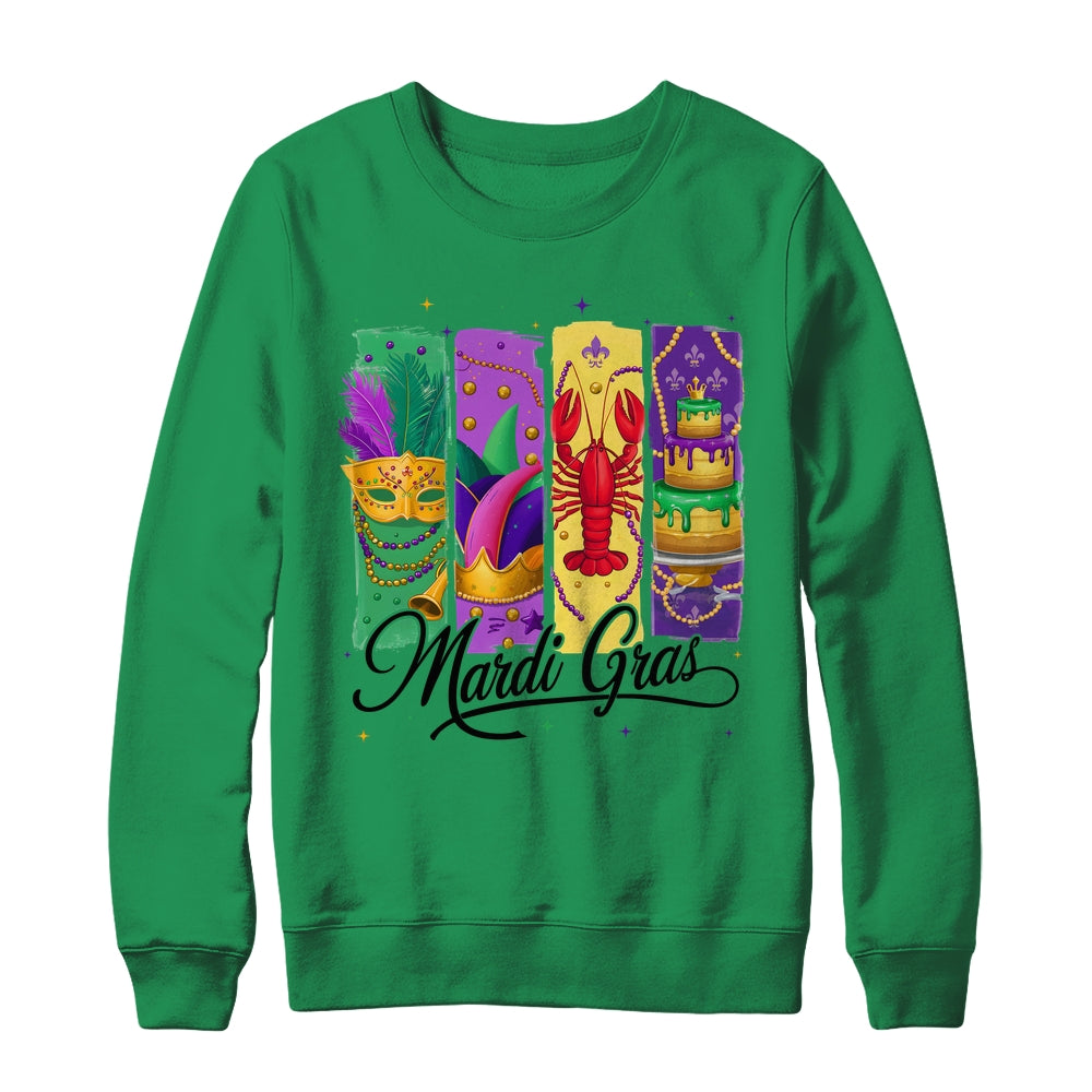 Retro Mardi Gras Carnival King Cake Crawfish Louisiana Shirt & Sweatshirt | teecentury