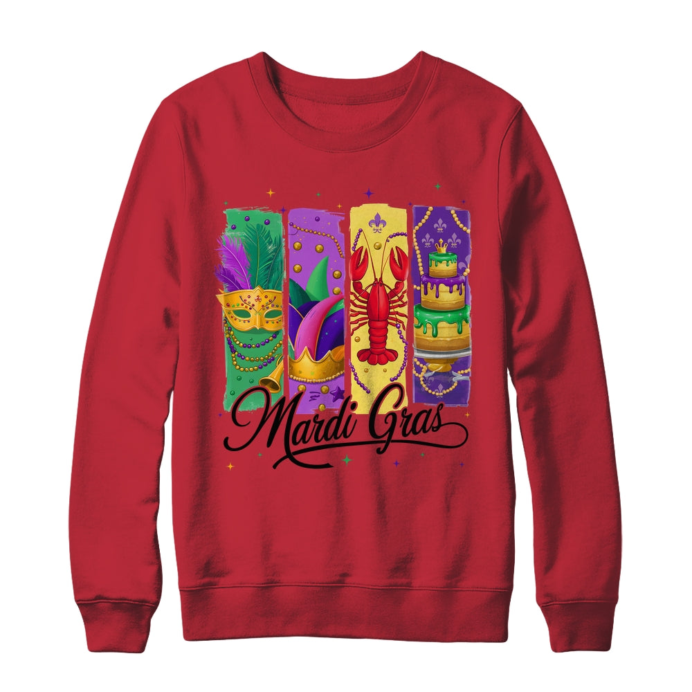 Retro Mardi Gras Carnival King Cake Crawfish Louisiana Shirt & Sweatshirt | teecentury