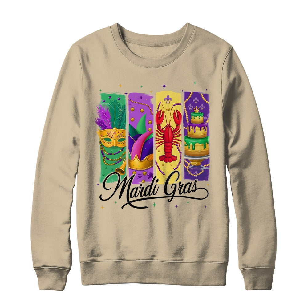 Retro Mardi Gras Carnival King Cake Crawfish Louisiana Shirt & Sweatshirt | teecentury