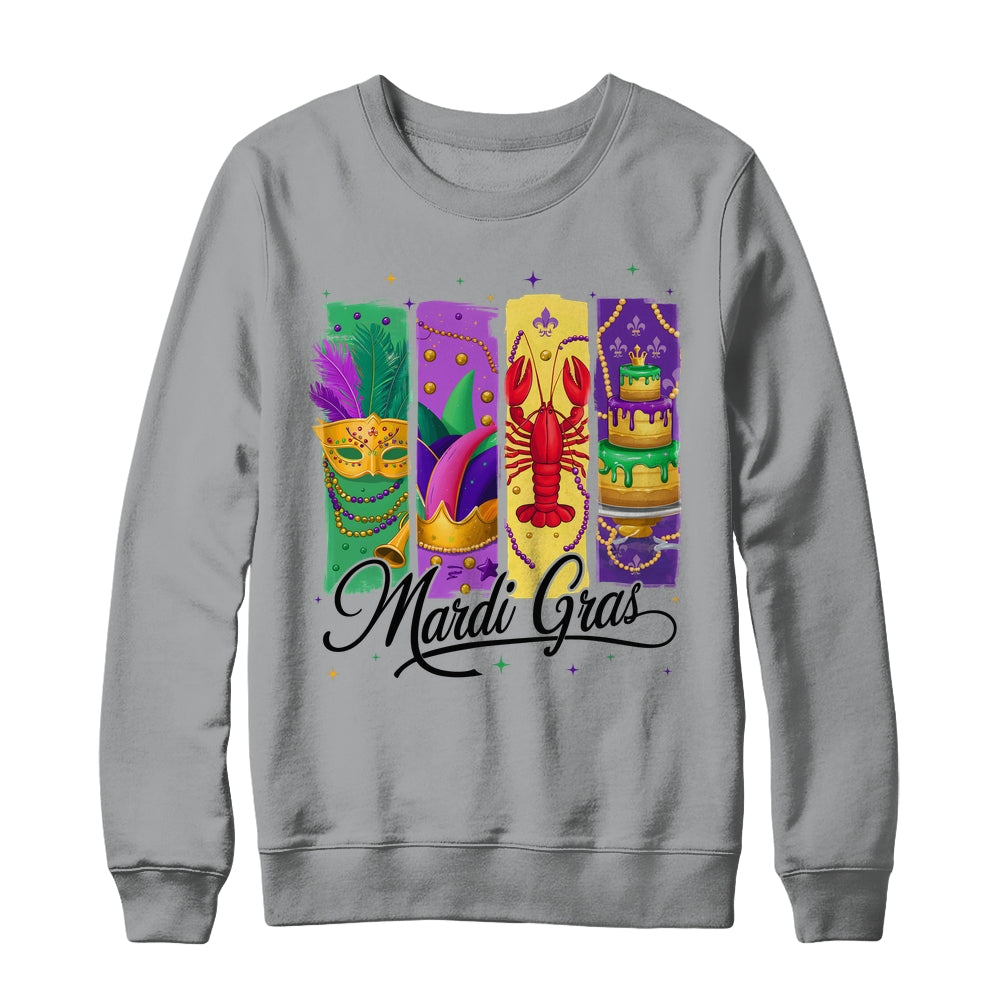 Retro Mardi Gras Carnival King Cake Crawfish Louisiana Shirt & Sweatshirt | teecentury