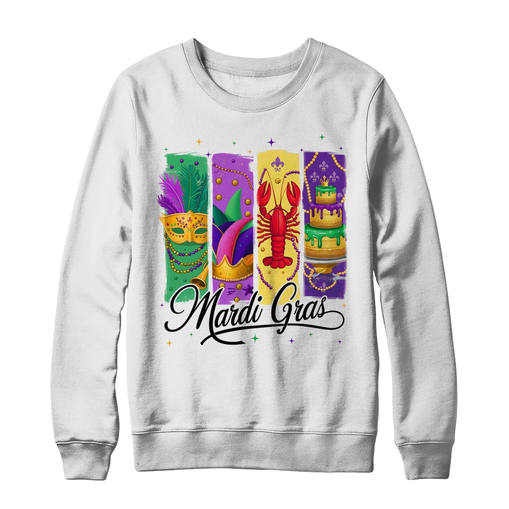 Retro Mardi Gras Carnival King Cake Crawfish Louisiana Shirt & Sweatshirt | teecentury