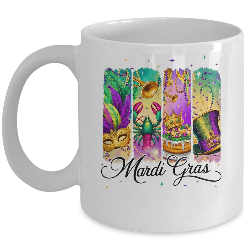 Retro Mardi Gras Coquette King Cake Louisiana Crawfish Mug | teecentury