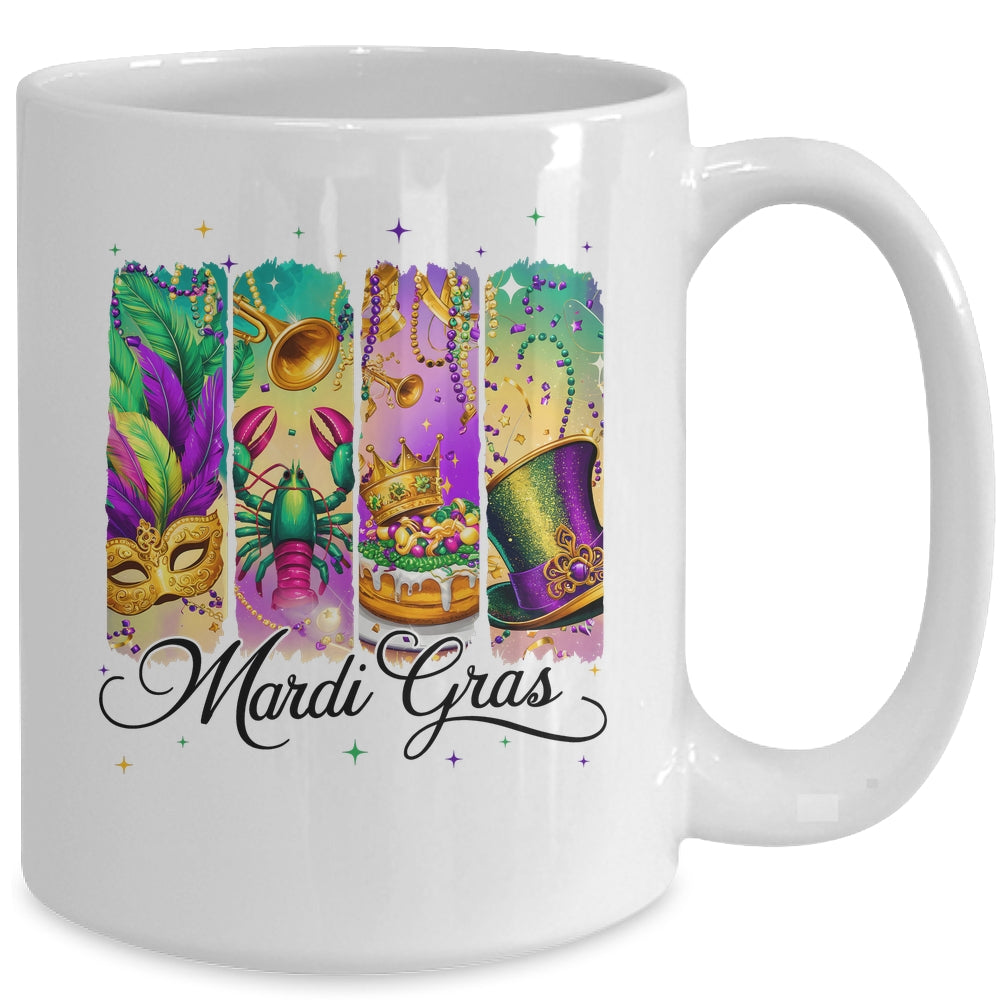 Retro Mardi Gras Coquette King Cake Louisiana Crawfish Mug | teecentury