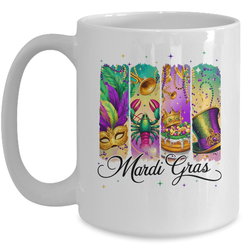 Retro Mardi Gras Coquette King Cake Louisiana Crawfish Mug | teecentury