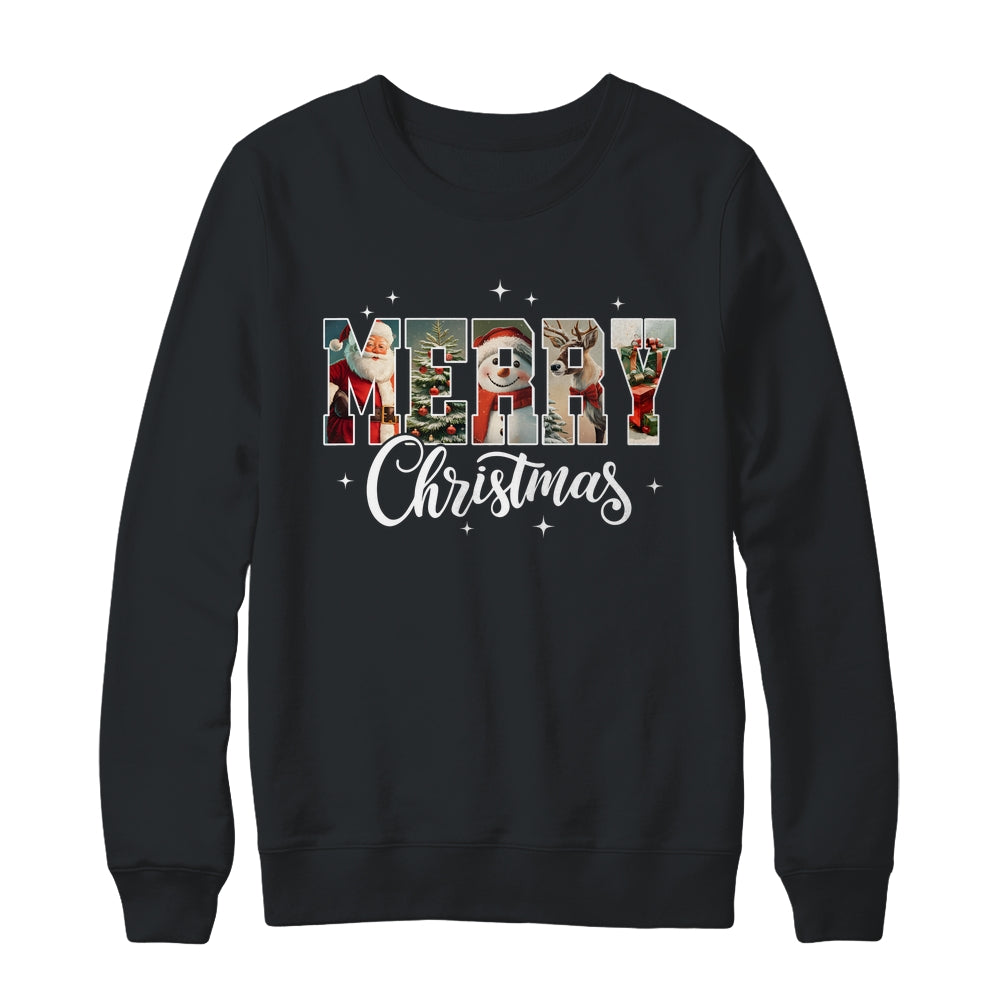 Retro Merry Christmas Vintage Santa Claus Women Girls Shirt & Sweatshirt | teecentury