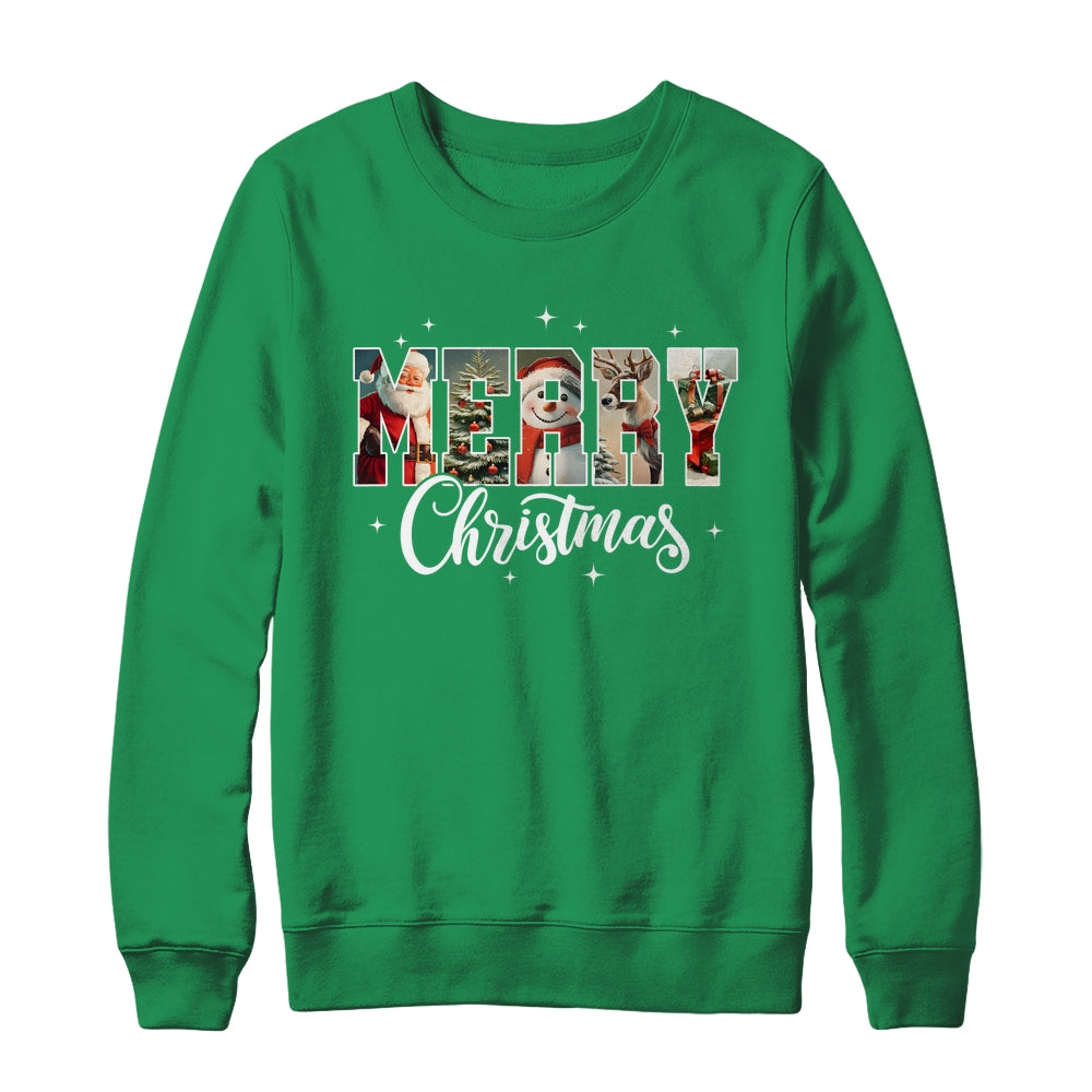 Retro Merry Christmas Vintage Santa Claus Women Girls Shirt & Sweatshirt | teecentury