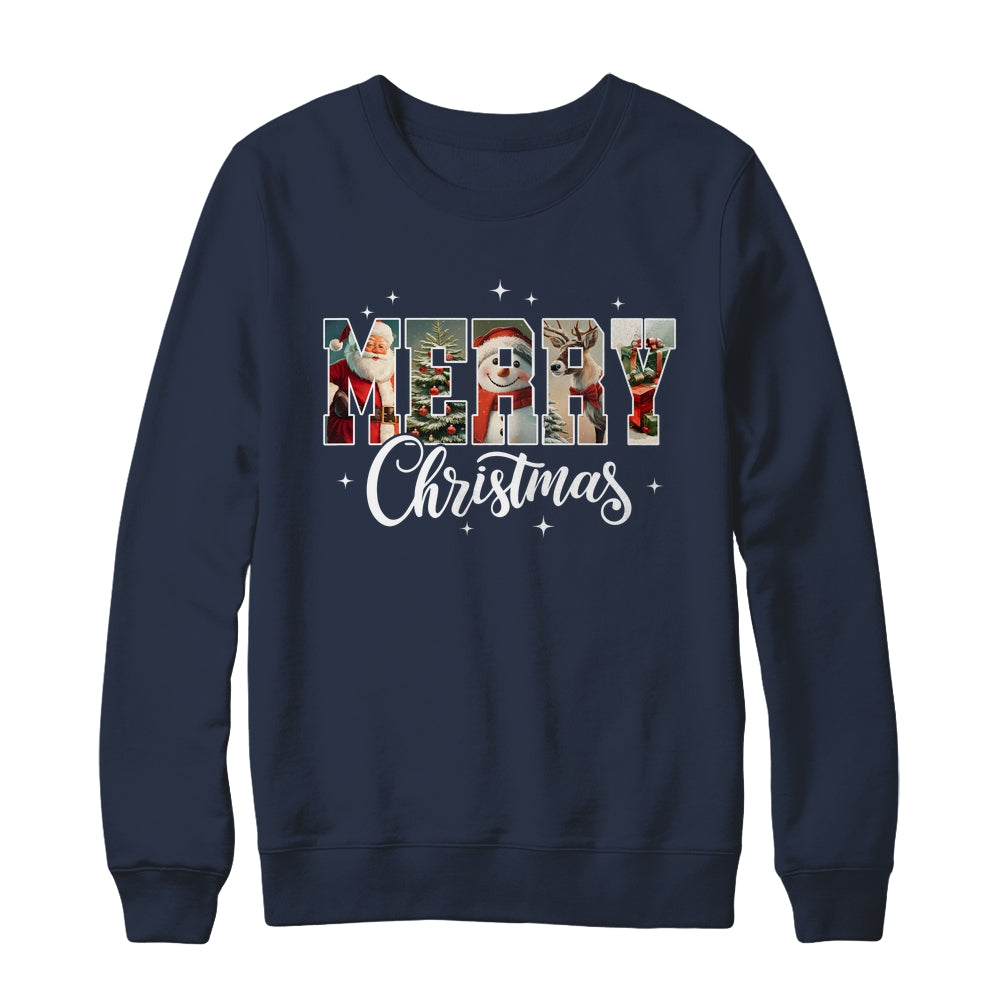 Retro Merry Christmas Vintage Santa Claus Women Girls Shirt & Sweatshirt | teecentury