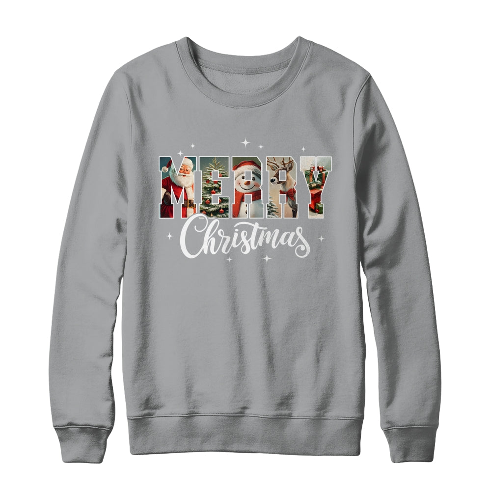 Retro Merry Christmas Vintage Santa Claus Women Girls Shirt & Sweatshirt | teecentury