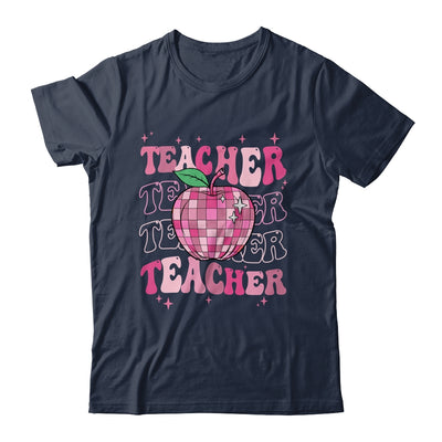 Retro Pink Disco Ball Apple Teacher Colorful Back To School Shirt & Hoodie | teecentury