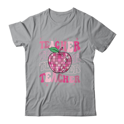 Retro Pink Disco Ball Apple Teacher Colorful Back To School Shirt & Hoodie | teecentury