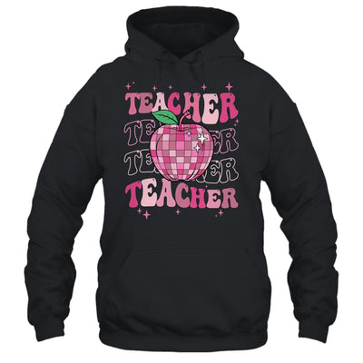 Retro Pink Disco Ball Apple Teacher Colorful Back To School Shirt & Hoodie | teecentury