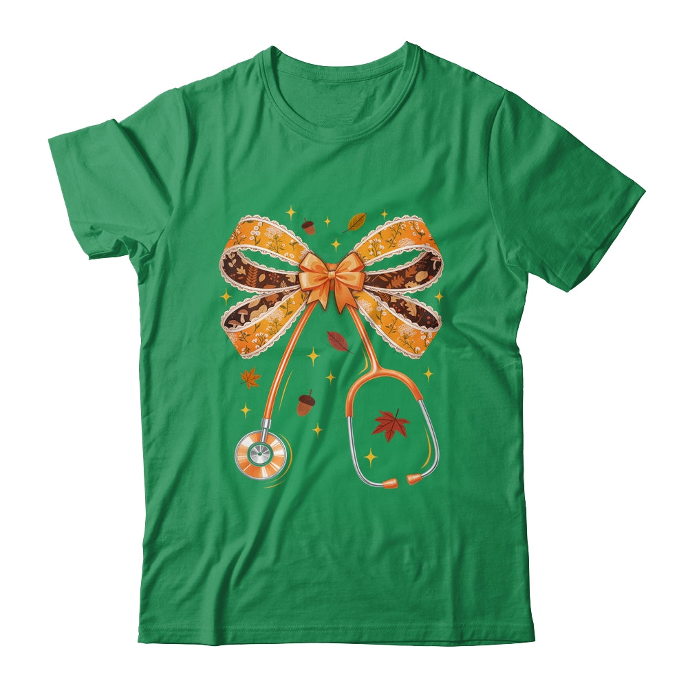 Retro Pumpkin Nurse Life Stethoscope Fall Autumn Coquette Bow Nurse Shirt & Sweatshirt | teecentury