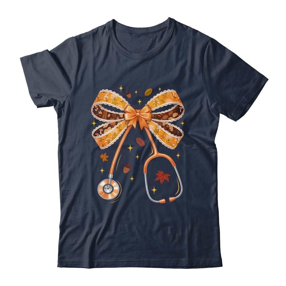 Retro Pumpkin Nurse Life Stethoscope Fall Autumn Coquette Bow Nurse Shirt & Sweatshirt | teecentury