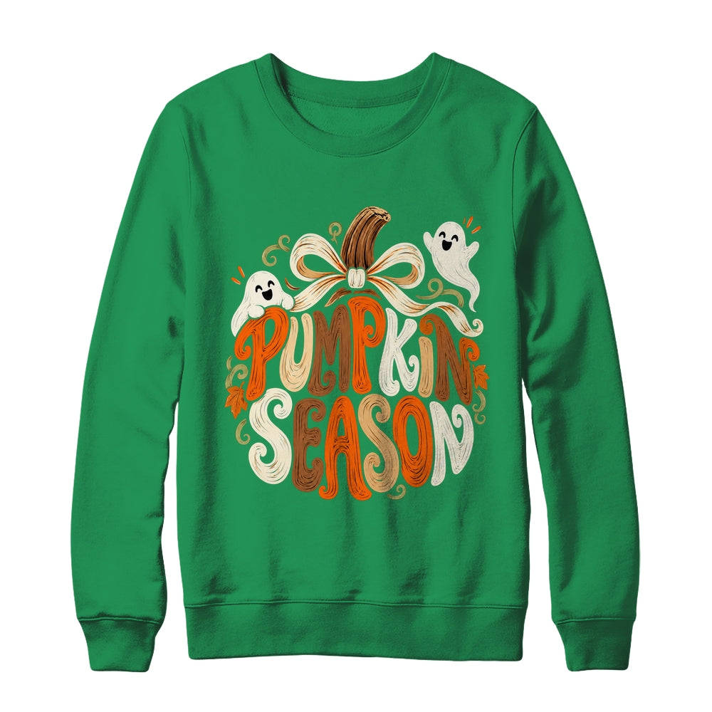 Retro Pumpkin Season Pumpkin Spice Coquette Bow Fall Autumn Shirt & Sweatshirt | teecentury