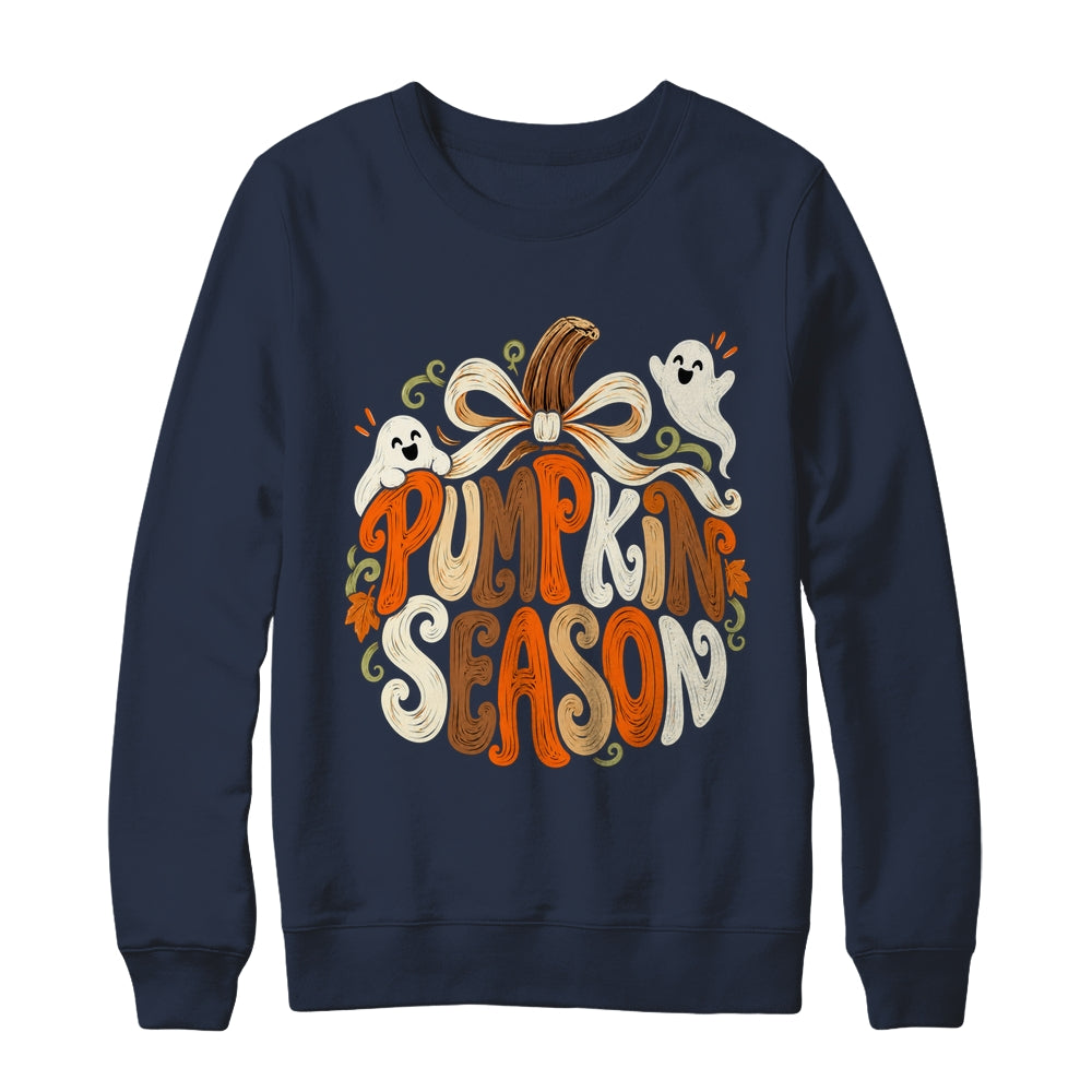 Retro Pumpkin Season Pumpkin Spice Coquette Bow Fall Autumn Shirt & Sweatshirt | teecentury