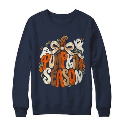 Retro Pumpkin Season Pumpkin Spice Coquette Bow Fall Autumn Shirt & Sweatshirt | teecentury